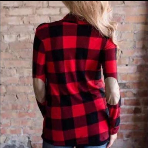 Red and Black Buffalo Plaid Cardigan - Picture 2 of 2